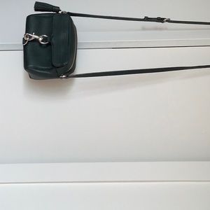 Green pebble leather crossbody